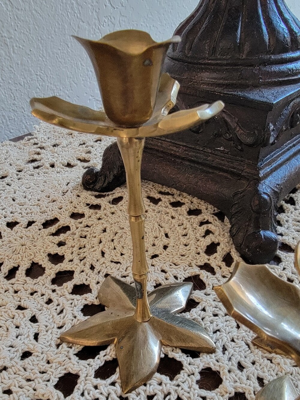 Set of 3, Vintage India Solid Brass Candle Holders - Picture 10 of 15